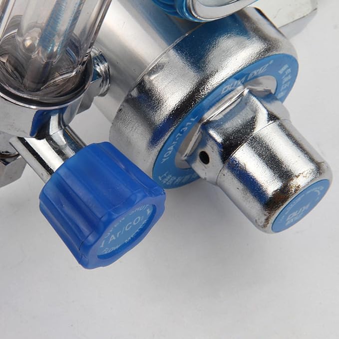 Amagogo Regulator Welder Argon CO2 Regulator Meter Pressure Gauge Aluminum Alloy Gas Regulator Welders Flowmeter Suitable for Chemical Electronics MIG We, single