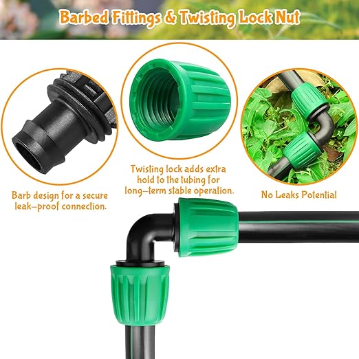 Gardrip Drip Irrigation 1/2" Elbow Fittings：1/2 Inch Drip Line Lock Barbed 90 Degree Elbow Connectors for Drip Irrigation Tubing (1/2" ID x 0.640" OD) Anti-Drop Drip Irrigation Parts (12 Pieces)