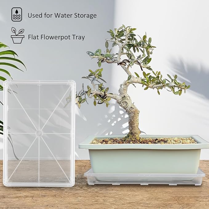 RooTrimmer Clear Seed Starter Trays 5 Pack(17"x11"x2"), Reusable Plastic Carrying Seedling & Nursery Trays, Durable Flat Pots Trays, Transparent Square Tray for Planting and Collecting Drainage Water