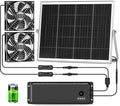 5.5" Solar Fan with Battery, 30W Solar Powered Rechargeable Fan Outdoor Waterproof, 18600 mAh Battery Operated Exhuast or Intake Fans, for Chicken Coop Greenhouse Dog Shed Ventilation Cooling