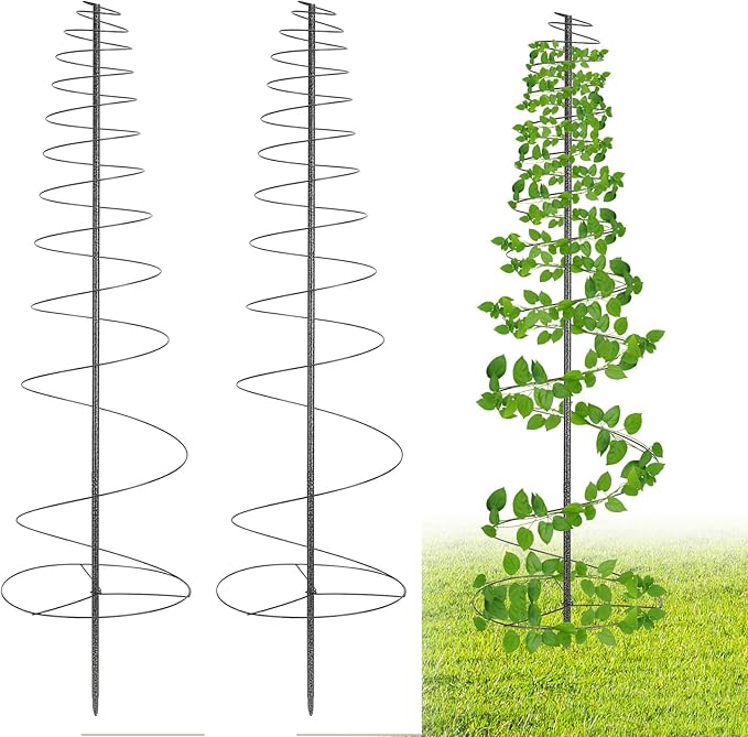 Outdoor Metal Trellis for Climbing Plants, Heavy Duty Rustproof Garden Trellis 45inch, Sturdy Plant Support for Roses, Ivy, Tomatoes, Cucumbers, Flowers 2pcs Black