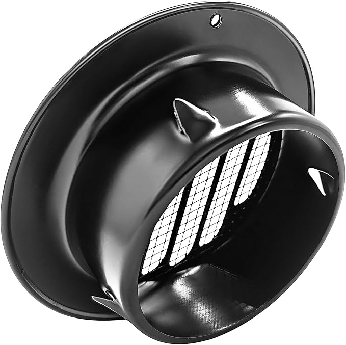 3 inch 4-Pcs Stainless Steel Vent Cover, Black Round Soffit Louver Grille Exhaust Cover, Built-in Mesh Screen, Suitable for Vent Places Such as Kitchen, Bathroom, etc (3 inch Black Cover 4Pcs)