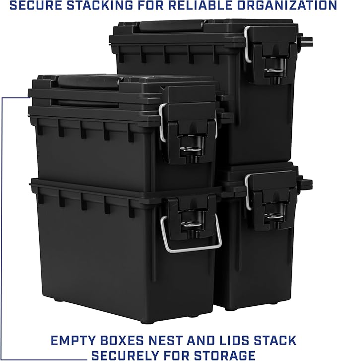 Sheffield 12790 2-Pack Ammo Storage Box, Mothers Day Gifts, .30 Cal Field Boxes, Mothers Day Gifts for Mom, Lockable Storage Box with Handle, Secures Hunting Gear, Supplies, and Bullets, Made in USA