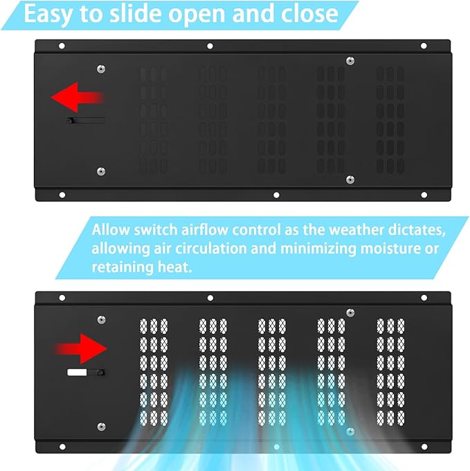 Crawl Space Vent Cover,Foundation Vent Cover for Crawl Space Garage Attic Home Improvement,16"x6.5" Outdoor Foundation Air Wall Vent with Damper&Screen to Reduce Moisture,Black,1PCS