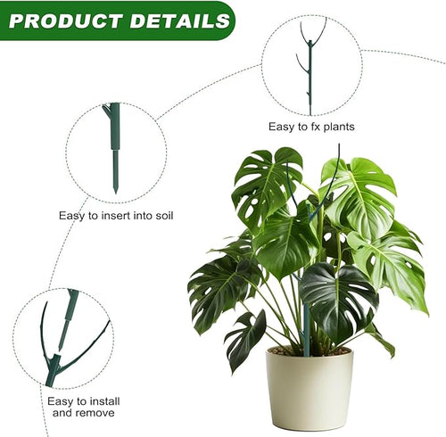 10pack Adjustable Plant Support Pole Stackable Indoor/Outdoor Support Pole with Clamps, Suitable for Supporting Monstera and Climbing Plants, Garden Accessories, Perfect Replacement for Plant Stakes