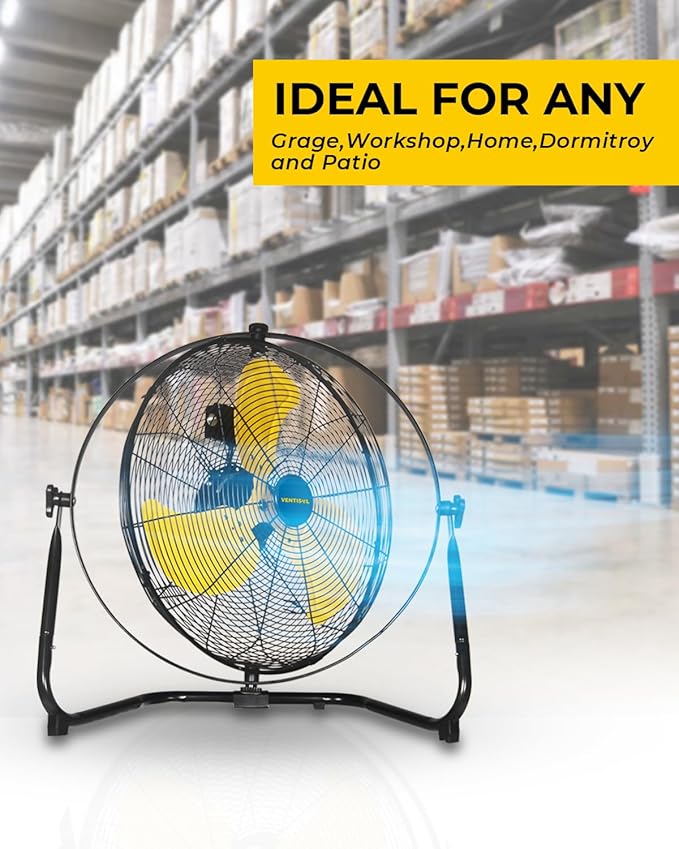 VENTISOL 20 Inch 2-in-1 Floor or Wall Mounted Fan, High Velocity 720 Tilting for Commercial, Residential, Industrial, Garage, Patio