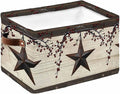 Texas Star Brown Storage Bins Cubes Waterproof Cloth Storage Basket, Farmhouse Berry Wooden Vintage Foldable Storage Bags for Shelf Closet Clothes Storages Organizers with Handles 15x11x9.5 in 1PCS