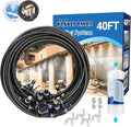 Outdoor Misters for Patio Cooling,Outside Water mister w Filter, 40Ft|12M. Backyard Misting Hose for Garden, Greenhouse, Fan, Deck, Umbrella, Canopy, Pool, Porch, Trampoline Mist,BBQ Party Accessories