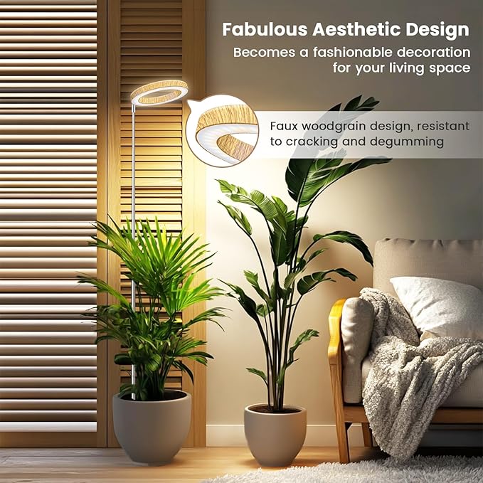 Kullsinss Grow Lights for Indoor Plants, Full Spectrum Plant Grow Light with 6/12/16H Timer, 3 Color Modes, 5 Brightness, 10"-65" Height Adjustable Growing Lamp for Large Indoor Plants (2 Pack)