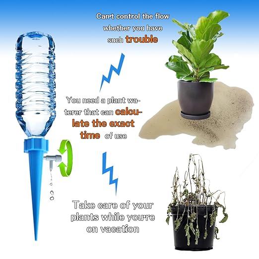 Drip Irrigation System Garden Watering System 12PCS Self Watering Spikes Devices Vacation Automatic Drip Irrigation Kits Adjustable Valve Plant Water Irrigation Control System for Garden Flower Bed