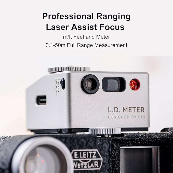 CHI L.D. Light Meter Pro - Precise Lighting and Laser Distance Measure for Leica and Vintage Camera Film Photography (Black)