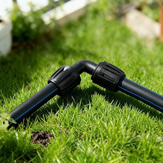 18 Pack 1/2 Inch Drip Irrigation Fittings Kit (1/2" ID x 0.6-0.65" OD), 1/2'' Dripline Barbed Connectors with Anti-Drop Lock Nuts - 4 Tees, 4 Couplings, 4 Ends, 4 Elbows, 2 Valves