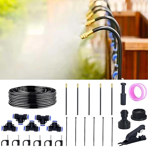 Thiswing 360° Adjustable Drip Irrigation System - 20 FT Garden Watering System with 5 Nozzles, Raised Bed Sprinkler System, Garden Mister for Yard, Lawn, Plants, 5/16" Tubing