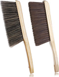 Rbenxia 2 Pieces Wooden Handle Bench Brushes Horse Hair Brushes Soft Bristles Dust Brush Household Cleaning Brushes for Fireplace, Sofa, Furniture, Workshop Woodworking (Gray+Beige)
