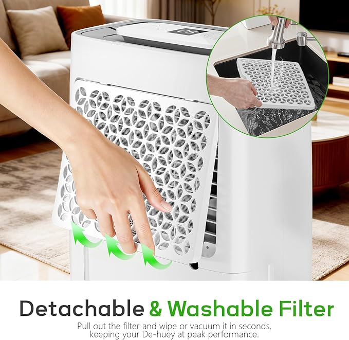 5500 Sq.Ft Dehumidifier for Basement with Drain Hose, Max 80 Pints/D (Standard 50Pint/D), Most Efficient Energy Saving 2026 Dehumidifier Features Air Purifier Combo, Ideal for Large Room, Home, Garage