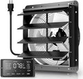 16" Shutter Exhaust Fan with 6 ft Power Cord, EC Motor Wall Mount Attic Fan, Smart Programming Variable Speed, Temp/Humidity & Timer, Auto Louvers, 2800 CFM for Window, Shed, Commercial, Waterproof