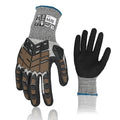 Safety Work Gloves, Impact Gloves for Men Women, Cut Resistant Non-Slip Heavy Duty Gloves with Nitrile Grip, Touch Screen Glove with Impact Protection for Mechanic Construction, Medium, Brown