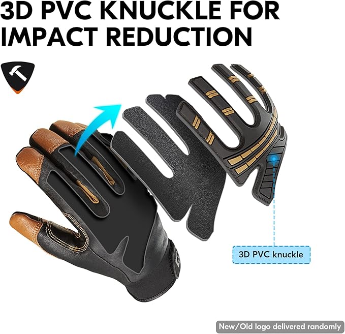Vgo... -4℉ or above Winter Waterproof High Dexterity Heavy Duty Mechanic Glove, Anti-vibration, Anti-abrasion, Touchscreen (1 Pair,S,Brown,GA8954FW)