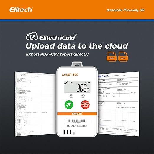 Elitech 4G Reusable Real-time Temperature Humidity Data Logger Light/Shock/Location, Built-in SIM Card, Shadow Data, Airplane Mode, Cloud Storage, SMS/Email/APP/Web Alarm,100000 Points, Loget260-TH