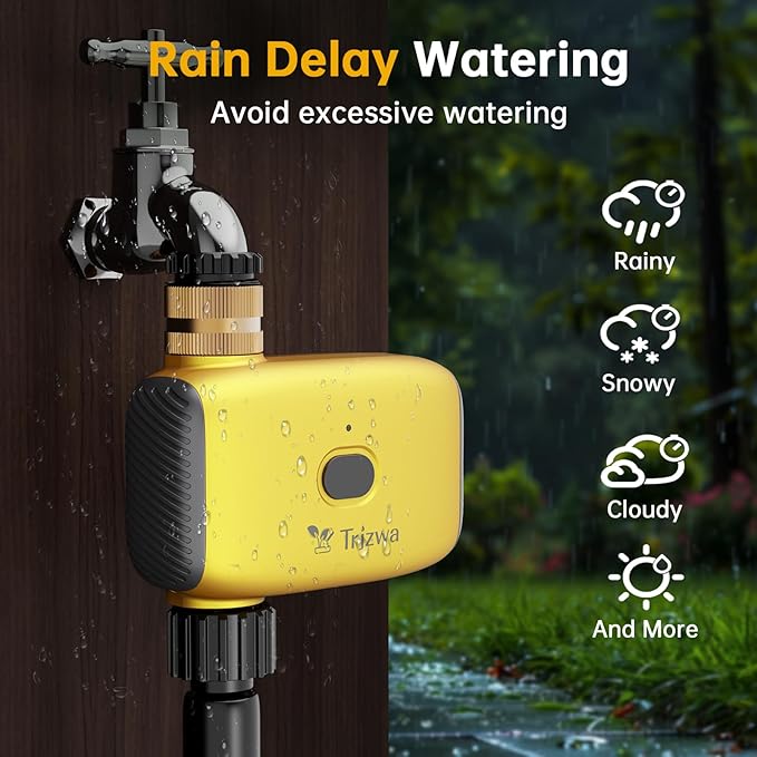 WiFi Sprinkler Timer 2025 WiFi Water Timer for Garden Hose,Brass Inlet Smart Irrigation System for Garden,APP Remote Control via WiFi and Bluetooth,Sprinkler Watering for Lawns, Patios