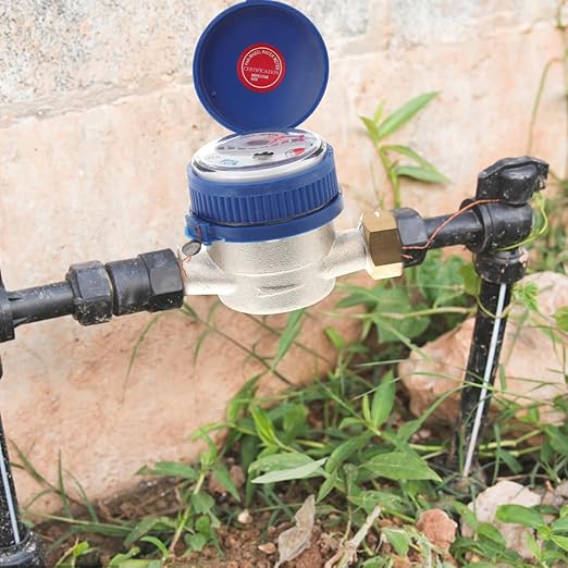 Hemobllo Water Meter Water Flow Meter Cold Water Meter for Garden and Home Use, Measures in Cubic Meter, DN15, 1/2" NPT Couplings