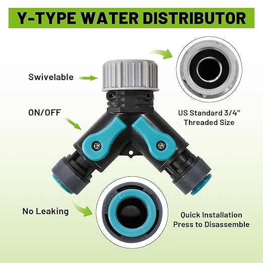Drip Irrigation Kit - 100 FT. Hose Sprinkler System with 360° nozzles and T-connectors for Gardens, lawns, Plants, Flower beds, Trees, patios and hydroponics (Closeable nozzle-16)