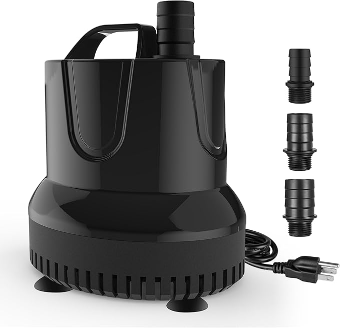 Simple Deluxe 660GPH Submersible Water Fountain Pump, (2500L/H, 45W) Quick Water Change Aquarium Pump, 8.2ft High Lift, for Fish Tank, Pond, Hydroponics, Black