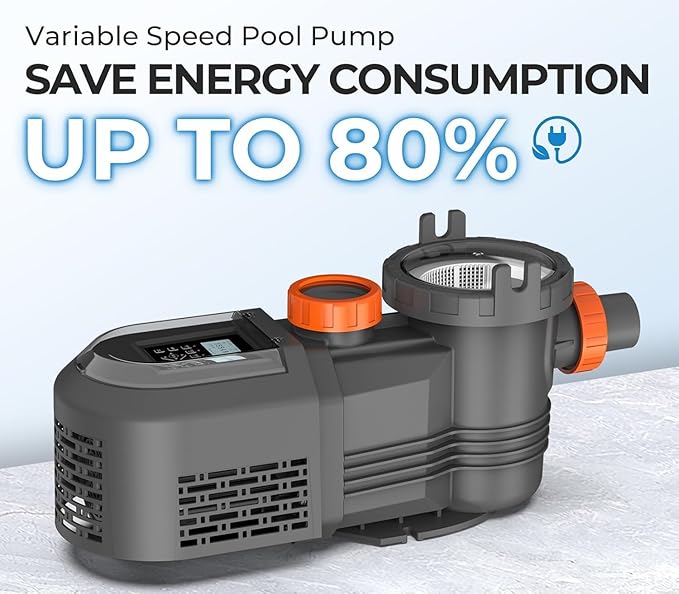 1.8 HP Variable Speed Pool Pumps, Self-Primming Above/Inground Pool Pump 9114 GPH with Timer 220-240V