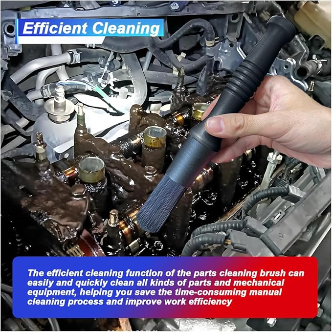 Car Parts Washer Brush, Bullet Head Parts Cleaning Brush for Cleaning Car Interior Exterior, Engine Parts, Wheel Bearing, Boats, Household Grime (Black)