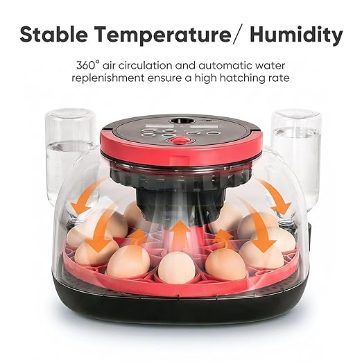 Incubators for Hatching Eggs, 12-24 Egg Smart WiFi Incubator with 1080P Camera, App Control, One-Click Incubation for Chicken Quail Duck Pigeon, Auto Egg Turner, External Water Refill, Candler