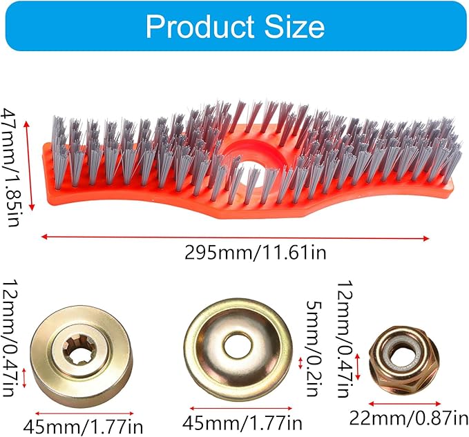 ordinarYone Heavy Duty Mower Brush Thick Nylon Bristles for Effective Removal of Stubborn Dirt Grass Tool