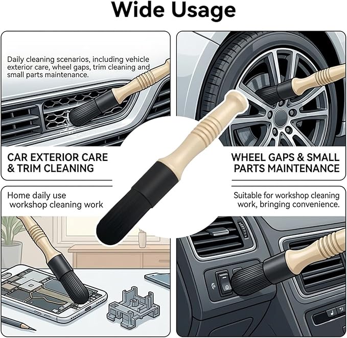 Car Parts Cleaning Brush,Long Handle & Stiff Bristles Parts Washer Brush for Daily Care,Versatile Car Detailing Brushes for Cleaning Wheel Bearing/Engine Part/Cars Interior Exterior