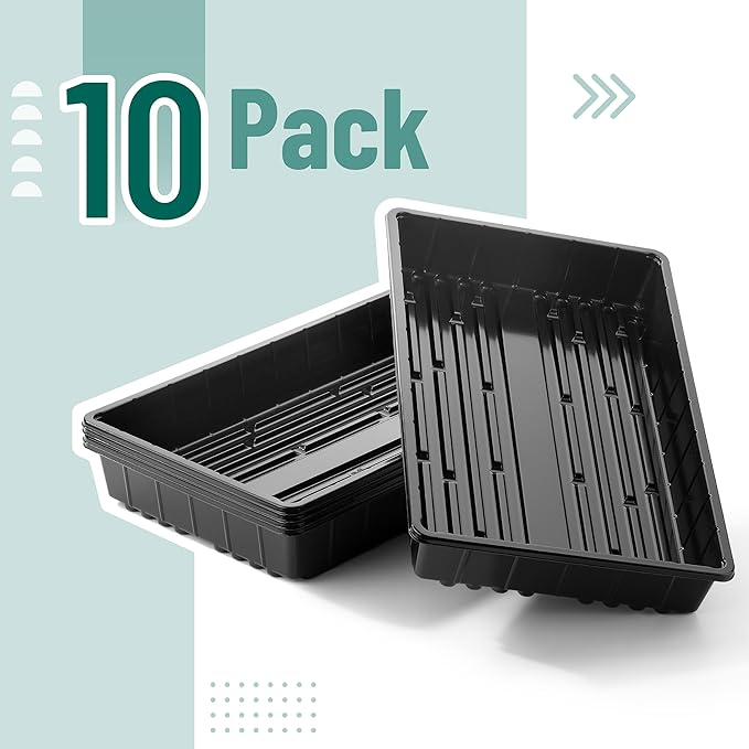 Mr. Pen- Seed Starter Trays, 5 Pack, 17"x10"x2.4", Durable Plastic Growing Trays, Stackable and Reusable Seedling Starter Kits for Indoor, Outdoor, Greenhouse Gardening, Planting, Hydroponic Systems
