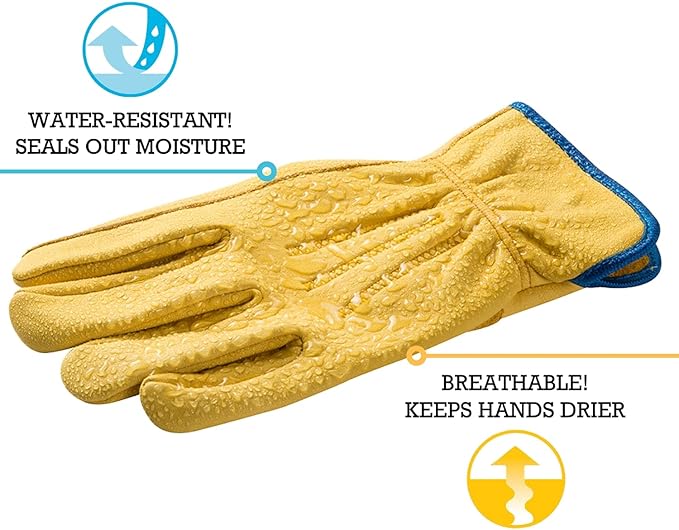 Wells Lamont mens Work Gloves (Large Pack of 1 US) and Wells Lamont unisex adult Men's Water Resistant Leather Work Gloves (Large Pack of 1 US)