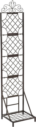 Evergreen Garden Classic Metal Plant Stand with Lattice Trellis for Climbing Plants, Floor Tall Plant Stand Indoor and Outdoor for Patio, Porch, Garden