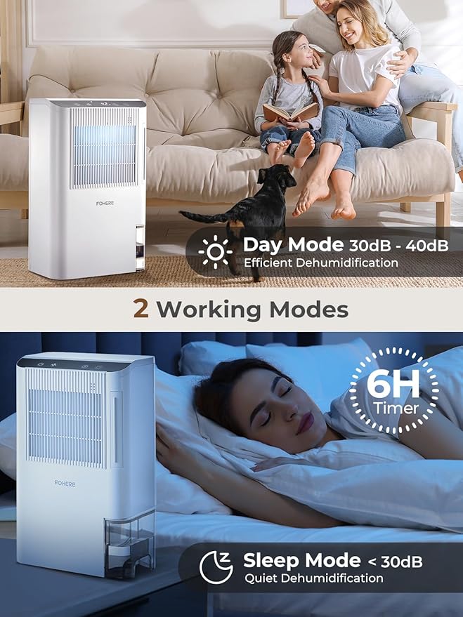 Dehumidifier for Home 2000 Sq.Ft, 85OZ Dehumidifiers for Basement Bedroom Bathroom with Drain Hose, Auto Shut Off, Humidity Display & 7 Color Light