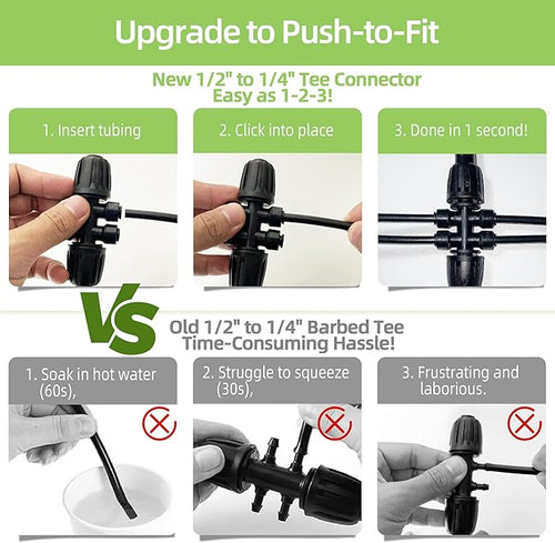 12 Pack 1/2'' to 1/4'' Drip Irrigation Fittings Kit, Push-to-Fit 3-Way | 4-Way | 6-Way Connectors Anti-leak Locked Drip Irrigation Part, Universal Multi-Way Splitter Fitting for 1/2" Irrigation Tubing