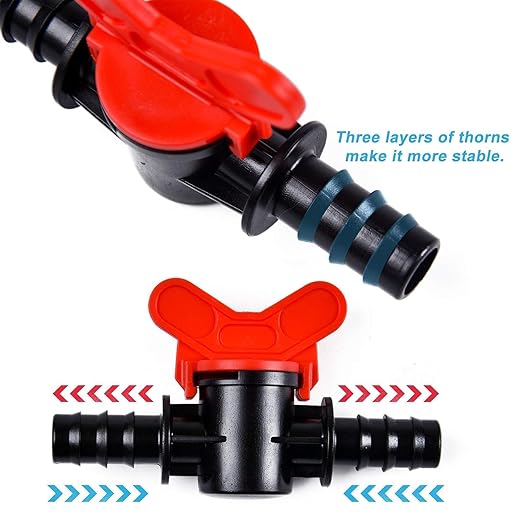 Kalolary 20PCS Drip Irrigation Switch Valves, 1/2" in-Line Ball Shut Off On Valve Barbed Tee Straight Valves for 16mm Tube 1/2 Inch Barbed Valves Gate Irrigation Fittings for Pipe Connection System