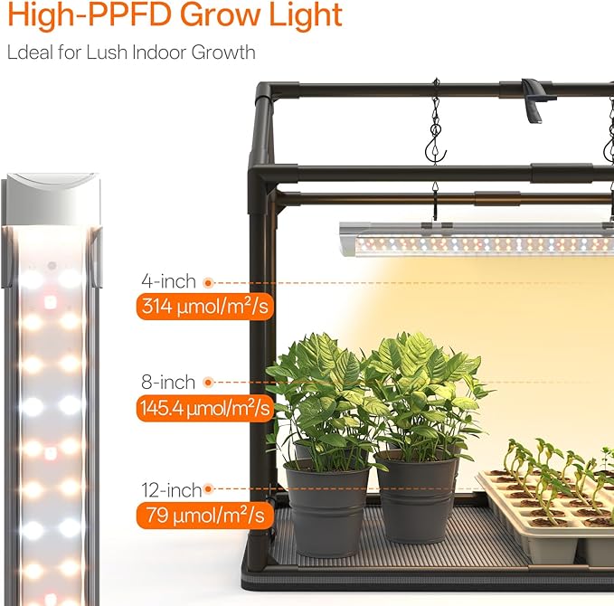 Bstrip Indoor Greenhouse with Grow Light, Mini EVA Tent with PET Base Mat, Ventilation Windows & Zippered Door, 18W Tabletop Greenhouse Light for Seed Starting with Timer, 23.8" x 15.7" x 20.5"