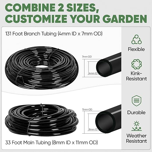 OnBrand 164FT Drip Irrigation System, Quick-Connect Garden Irrigation System Kit for Raised Flower Bed, Vegetable Garden, Pots, Automatic Garden Watering System with Tubings and Complete Accessories