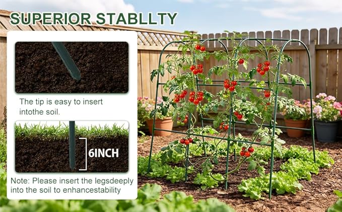 U-Shape Cucumber Trellis for Raised Beds - 47.2”x47.2”x21.6” Green Metal Arch Trellis, Rust-Resistant Garden Plant Support for Climbing Vegetables, Vines, Flowers - Heavy Duty & Easy to Assemble