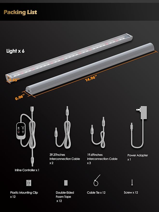 T5 Smart Grow Light for Indoor Plants,3500K Full Spectrum LED Plant Light Strips with 3/9/12H Auto Timer,Stepless Dimming,Modular Design，Plug and Play (White, 6 Pack)