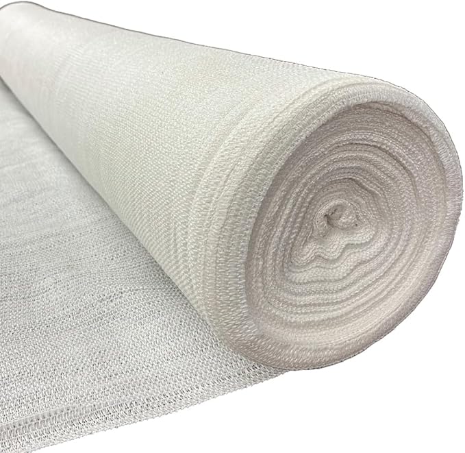 Farm Plastic Supply - White Shade Cloth - 50% - Mesh Fabric for Fence Privacy Screen, Garden Shade, Mesh Fence Screening, Shade Cloth Rolls, Wind Screen (6' x 10')