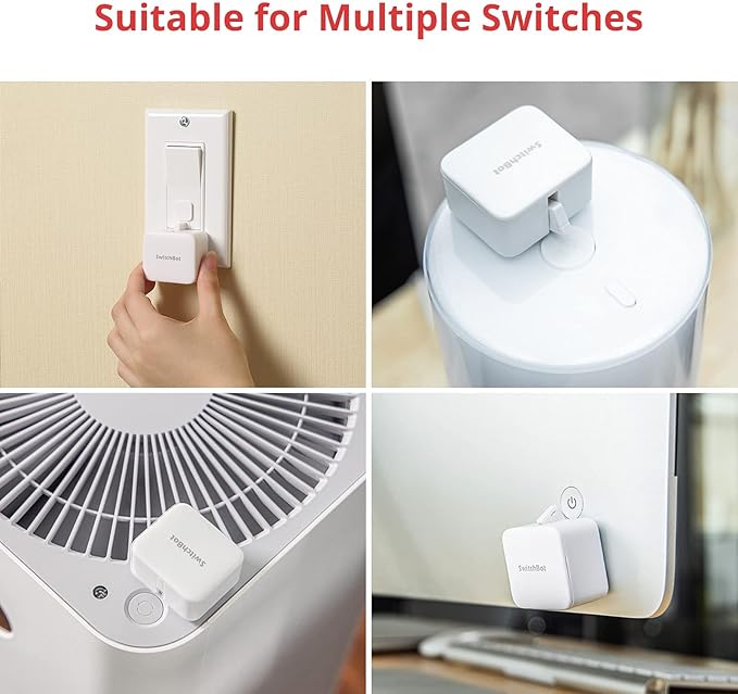 Switchbot Smart Switch Button Pusher (Bluetooth) – Fingerbot for Rocker Switch/One-Way Buttons, App Timer Control, No Wiring, Optional Hub Required for Voice/Remote, White, 2 Packs