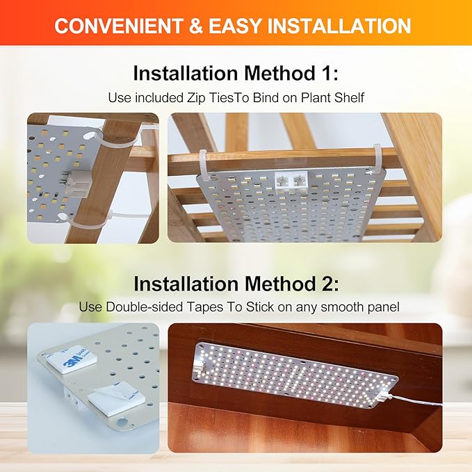 4-Pack Panel Grow Lights for Indoor Plants, FECiDA 2026 LED Plant Grow Light for Under Cabinet Plants, Full Spectrum Growing Lamp with 4,8,12,16,20 Hr Timer, Free Linking