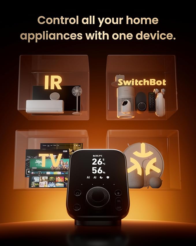 SwitchBot Hub 3 (3rd Gen), Smart Home Hub with 2.4" IPS Screen & Knob Control, WiFi Thermometer Hygrometer, IR Remote (Matter/Bluetooth 200m), Alexa/Google/Apple Home Compatible