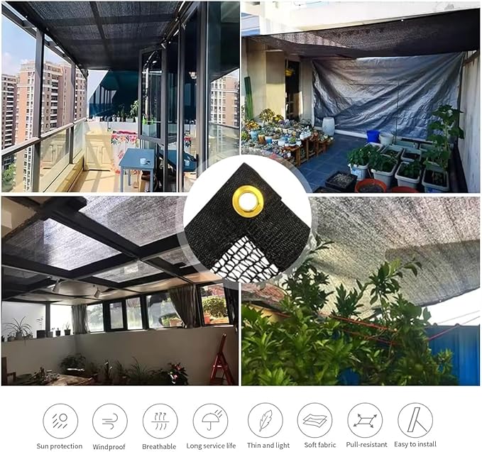 90% Black Shade Cloth, 10X20Ft Garden Sun Shade for Plant Cover, Outdoor Shade Netting with Grommets, Sunblock Mesh Tarp for Patio, Greenhouse, Pergola, Potted Plant, Chicken Coop