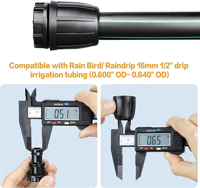 Gardrip Drip Irrigation Fittings for 1/2 Inch Drip Tubing (1/2" ID x 0.65" OD)：1/2'' Drip Line End Caps Anti-drop Locked Nut Barbed Plug Connectors Garden Irrigation System Parts (10 Pack)