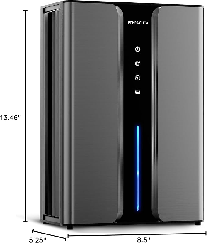 PTHRAOUTA Home Dehumidifier with Drain Hose, (950 sq.ft) 95oz Quiet dehumidifier for Bathroom Bedroom, with Air Reusable Filter Indoor deshumidificador for Basement RV Closet