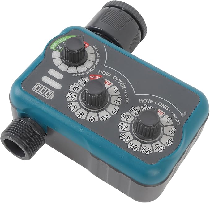 Garosa 3 Dial Water Timer, Automatic Manual Sprinkler Timer with Rain Delay, IP54 Water Proof for Garden Irrigation